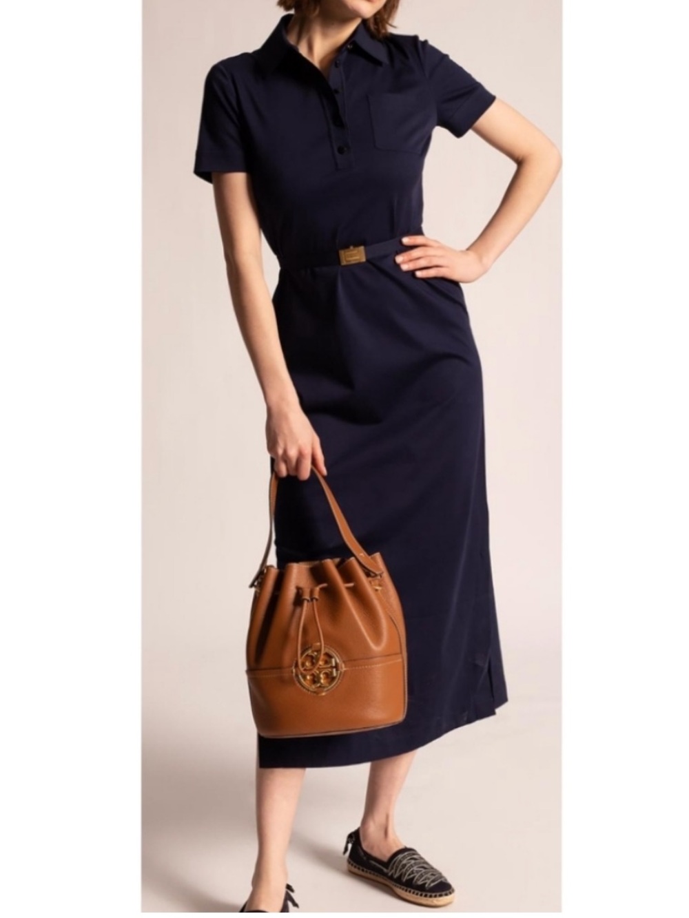 NWT Tory Burch Knit Polo Belted Midi Dress